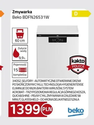 Zmywarka Beko BDFN26531W promocja w kakto.pl