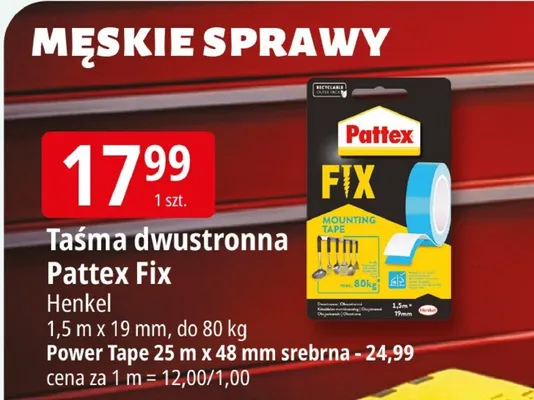 Taśma dwustronna Pattex Fix promocja w Leclerc