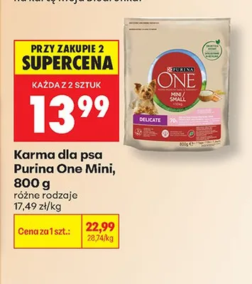 Sucha karma dla psa Purina One Mini Delicate promocja w Biedronka