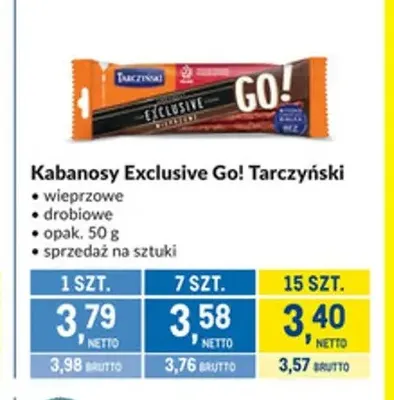 Kabanosy Exclusive Go! drobiowe Tarczyński promocja w Makro