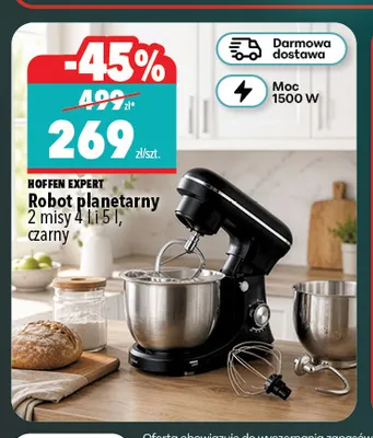 Robot planetarny 2 misy 4 l i 5 l czarny Hoffen Expert promocja w Biedronka Home