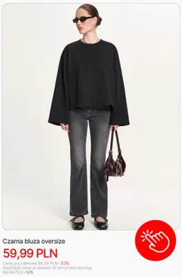 Czarna bluza oversize Cropp promocja w Cropp