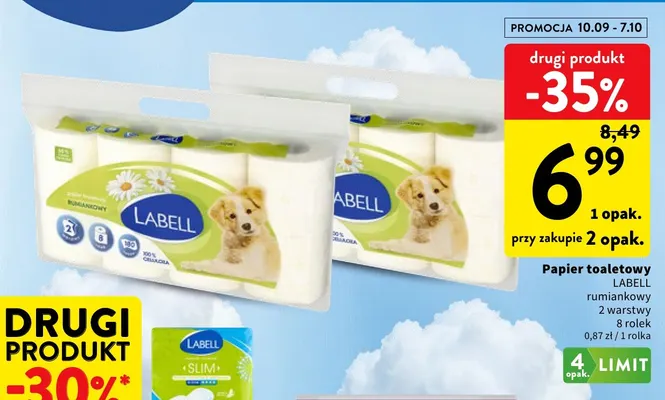 Papier toaletowy Labell rumiankowy 2 warstwy 8-pak promocja w Intermarche