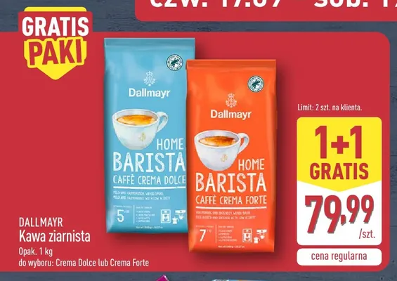 Kawa ziarnista Crema Dolce Dallmayr promocja w Aldi