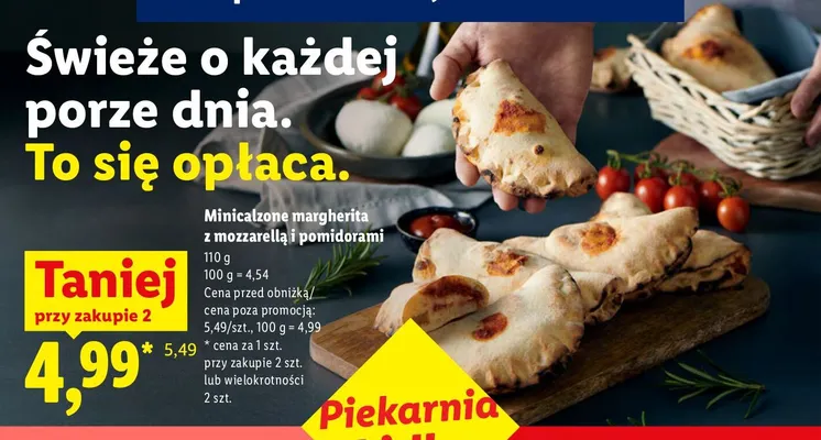 Minicalzone margherita z mozzarellą i pomidorami Piekarnia Lidla promocja w Lidl