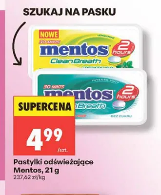 Pastylki odświeżające Mentos Clean Breath Lemonmint promocja w Biedronka