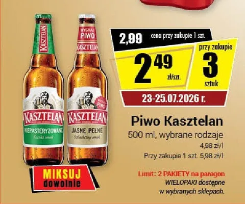 Piwo Kasztelan wybrane rodzaje promocja w Premium Nasz Sklep