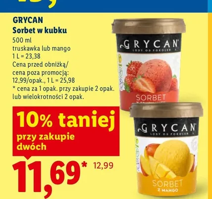 Sorbet z mango Grycan promocja w Lidl
