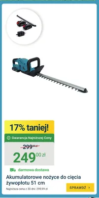 Akumulatorowe nożyce do żywopłotu 51 cm promocja w ERLI