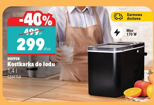 Kostkarka do lodu 1,4 l czarna moc 170 W Hoffen promocja w Biedronka