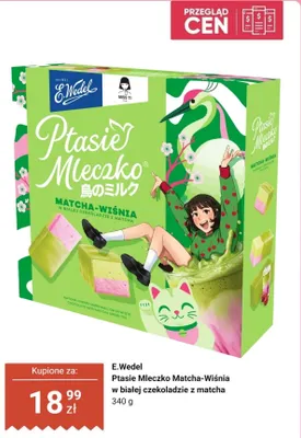Pianki Ptasie Mleczko Matcha-Wiśnia w białej czekoladzie z matcha E.Wedel promocja w Dino