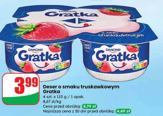 Deser o smaku truskawkowym Gratka promocja w Dino