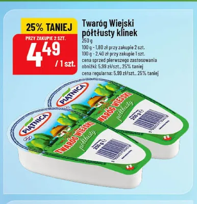 Twaróg Wiejski półtłusty klinek Piątnica promocja w POLOmarket