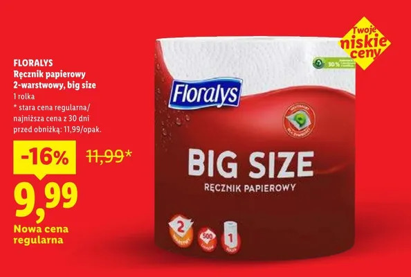 Ręcznik papierowy Floralys 2-warstwowy big size promocja w Lidl