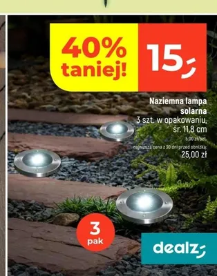 Naziemna lampa solarna 3-pak śr. 11,8cm promocja w Dealz