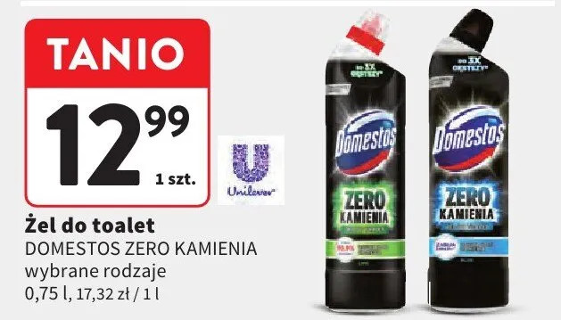 Żel do toalet Domestos Zero Kamienia promocja w Intermarche