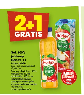Sok jabłkowy Hortex 100% promocja w Twój Market