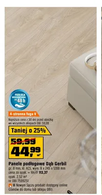 Panele podłogowe Dąb Gerbil 8 mm AC5 promocja w OBI