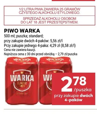 Piwo Warka 4-pak promocja w Stokrotka