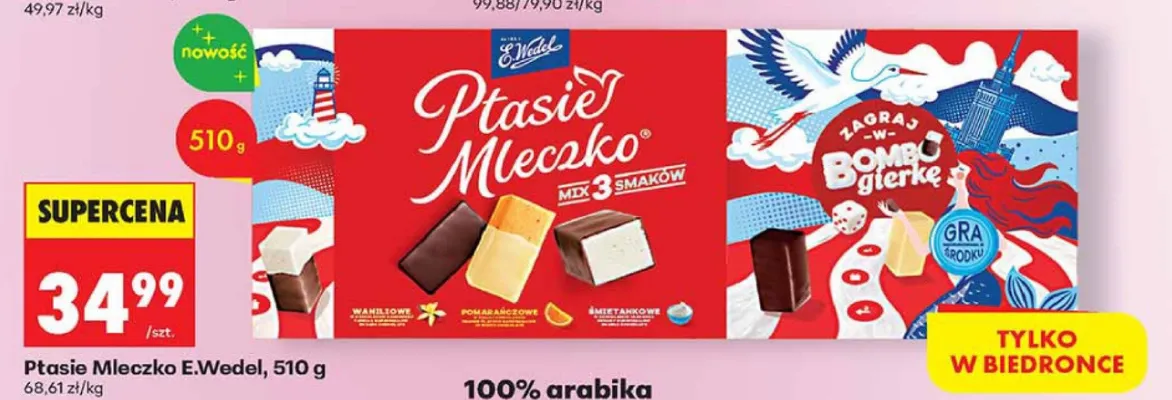 Ptasie Mleczko Mix 3 Smaków E.Wedel promocja w Biedronka