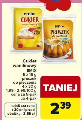 Cukier waniliowy, proszek do pieczenia różne rodzaje promocja w Carrefour
