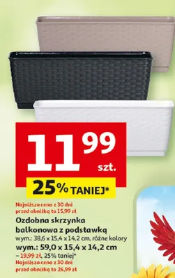 Ozdobna skrzynka balkonowa z podstawką 38,6x15,4x14,2cm promocja w Auchan