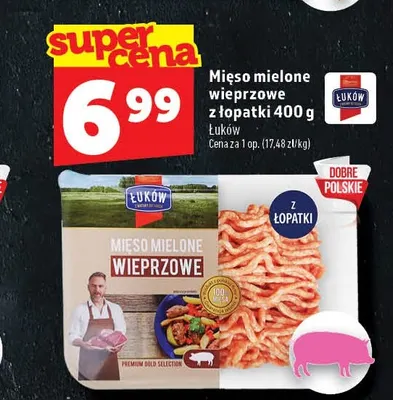 Mięso mielone wieprzowe z łopatki Łuków promocja w TOPAZ