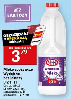 Mleko spożywcze bez laktozy Wydojone 3,2% promocja w Twój Market