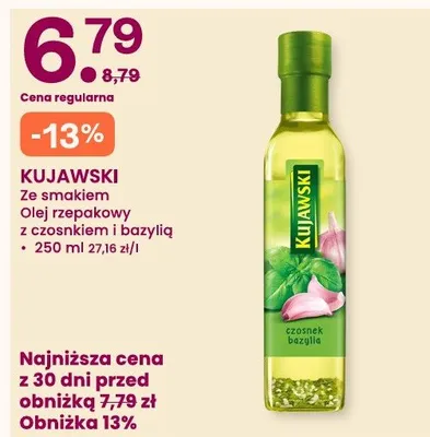 Olej rzepakowy ze smakiem czosnku i bazylii Kujawski promocja w Frisco