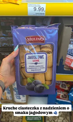 Kruche ciasteczka z nadzieniem o smaku jagodowym Mulino promocja w Dino
