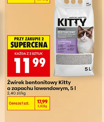 Żwirek bentonitowy Kitty o zapachu lawendowym promocja w Biedronka