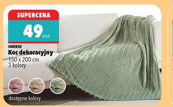 Koc dekoracyjny 150 x 200 cm 3 kolory dostępne kolory promocja w Biedronka