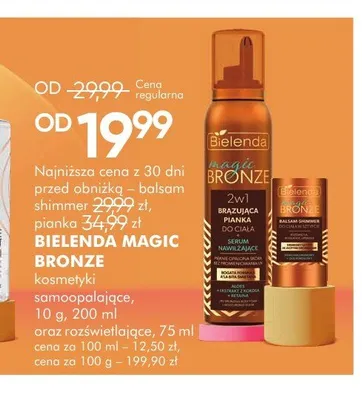 Kosmetyki samoopalające i rozświetlające Bielenda Magic Bronze promocja w Super-Pharm