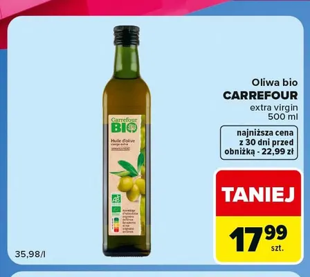 Oliwa bio Carrefour extra virgin promocja w Carrefour Market