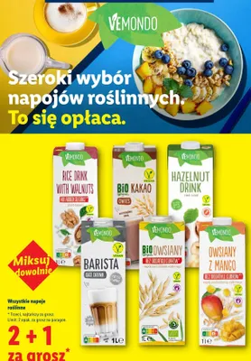 Napój roślinny 2+1 za grosz promocja w Lidl