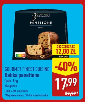 Babka panettone klasyczna Gourmet Finest Cuisine promocja w Aldi
