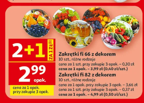 Zakrętki fi 82 z dekorem promocja w Auchan