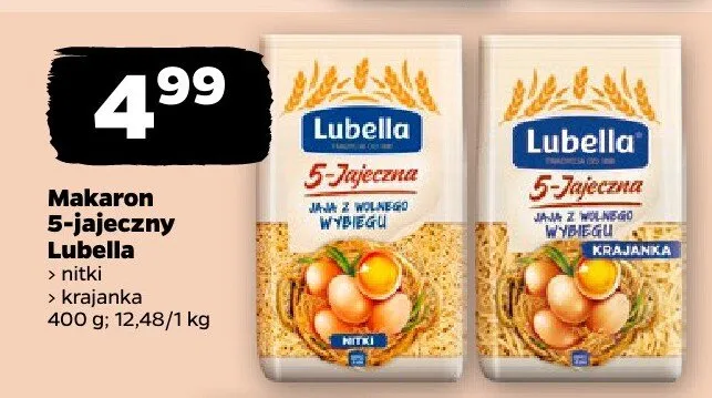 Makaron 5-jajeczny Lubella nitki, krajanka promocja w Netto