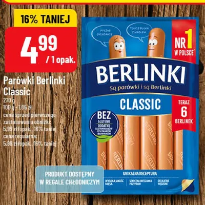 Parówki Berlinki Classic promocja w POLOmarket