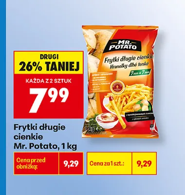 Frytki długie cienkie Mr. Potato promocja w Biedronka