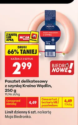 Pasztet delikatesowy z szynką Kraina Wędlin promocja w Biedronka