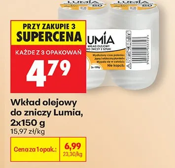 Wkład olejowy do zniczy Lumia 2-pak promocja w Biedronka