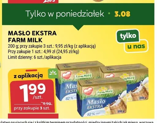 Masło ekstra Farm Milk promocja w Stokrotka