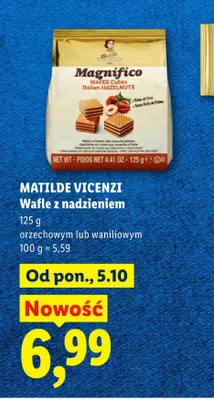 Wafle z nadzieniem waniliowym Matilde Vicenzi promocja w Lidl