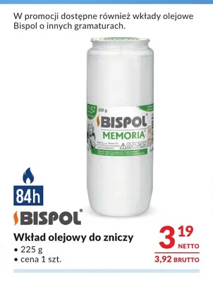 Wkład olejowy do zniczy Bispol promocja w Makro