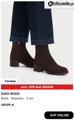 Botki brązowy 5 cm Gino Rossi promocja w eobuwie.pl