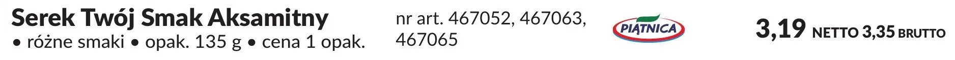 Serek Twój Smak Aksamitny różne smaki promocja w Makro