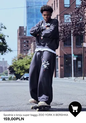 Spodnie o kroju super baggy Zoo York x Bershka promocja w Bershka