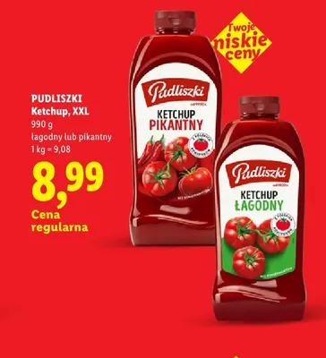 Ketchup XXL łagodny Pudliszki promocja w Lidl
