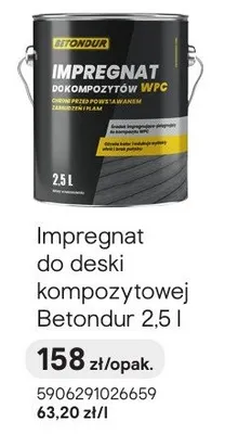 Impregnat do deski kompozytowej Betondur 2.5l Castorama promocja w Castorama